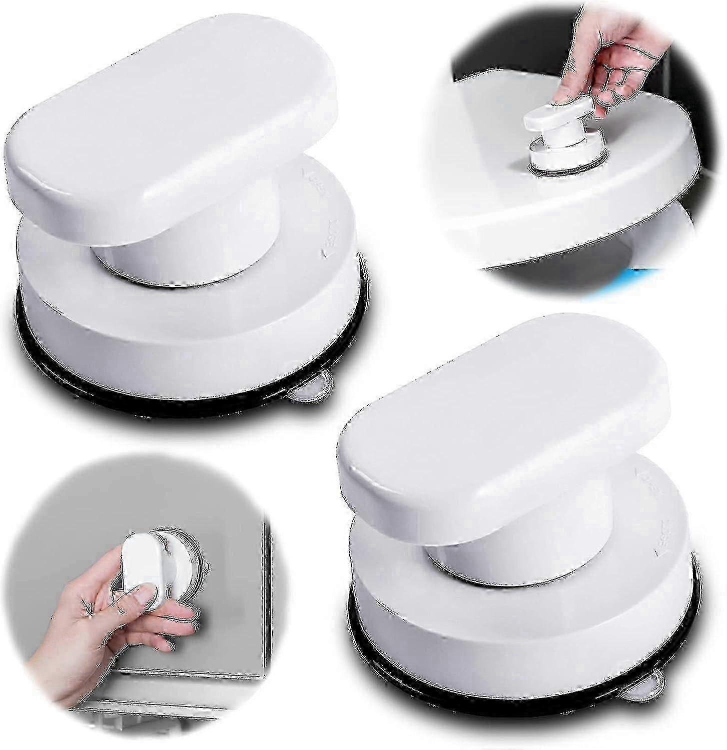 2Pcs Strong Suction Cup Pull Handles, Sucker Handrail,Cupboard Knobs Drawer Cupboard Door Handle Glass Pull Handles, Furniture Control Knob