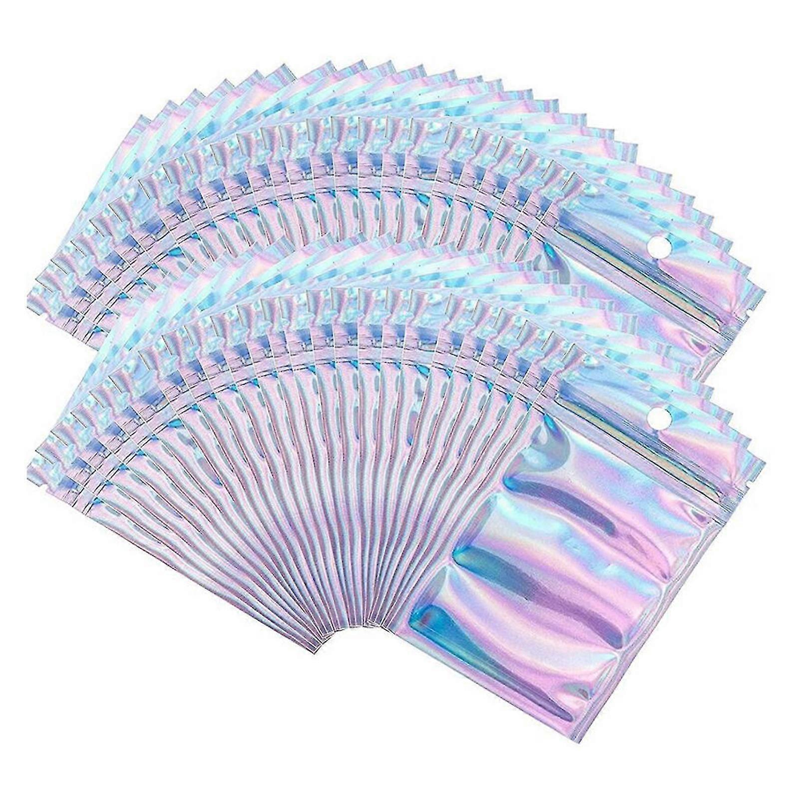 100 قطعة من أكياس قابلة لإعادة الإغلاق ومقاومة للرائحة وأكياس زيبلوك ثلاثية الأبعاد من الألومنيوم اللامع