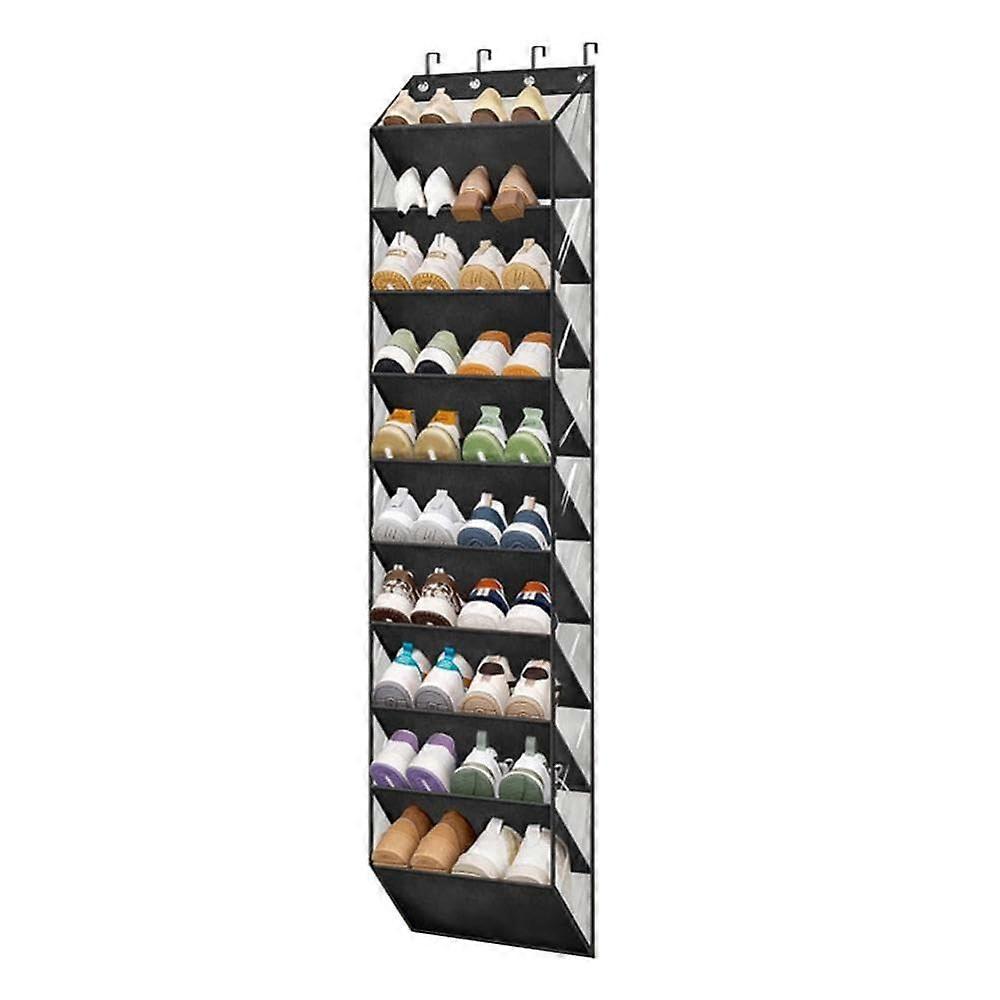 Over The Door Shoe Organizer with 10 Tiers and 4 Metal Hooks, Large Hanging Rack for Closet Holds 20 Pairs