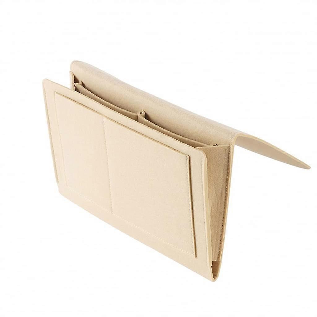 Bedside Hanging Organizer With Multiple Pockets For Books Computers And Storage Beige Color