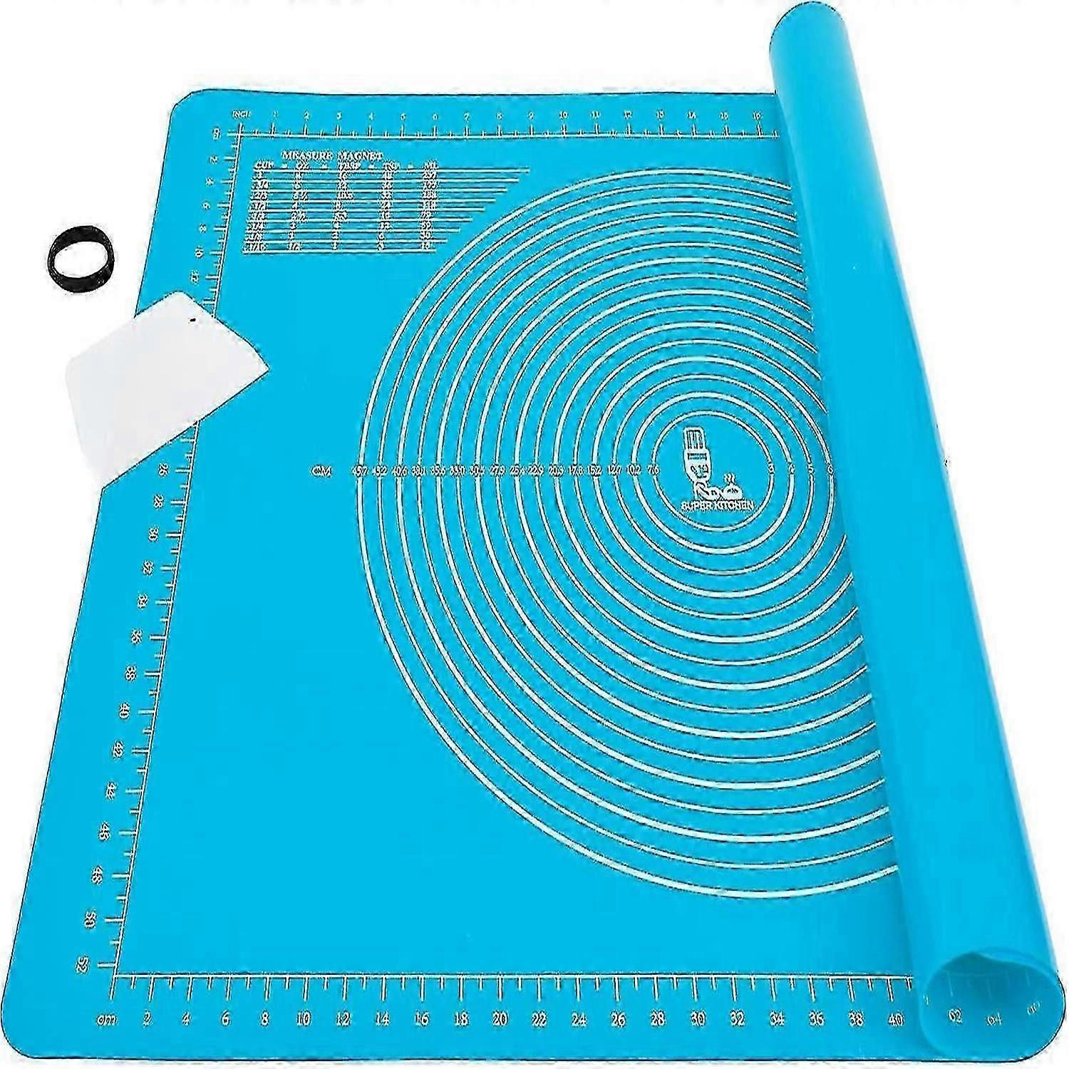 Extra Large And Thick Non-stick Silicone Baking Pastry Mat With Dough Scraper, Non-slip Fondant Rolling Mat(71x51cm, Blue)