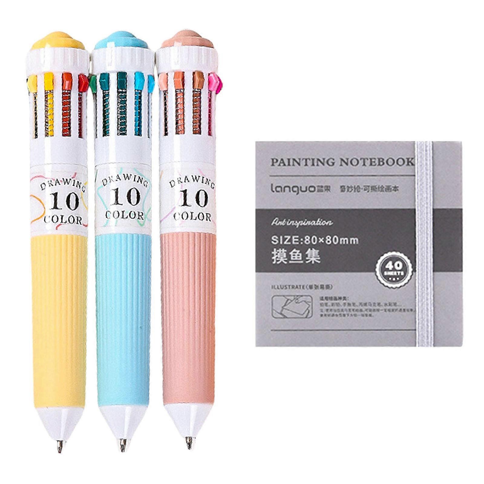 Retractable Ballpoint Pen 10 Colors Multicolor Pen School Supplie For Students Journaling Note Taking Art Projects Multicolor