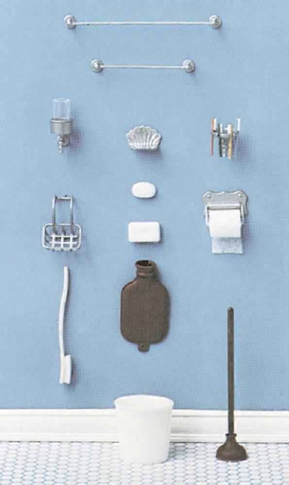 Dockor hus Chrysnbon 18 Pce badrum tillbehör Set 1:12 modell kit