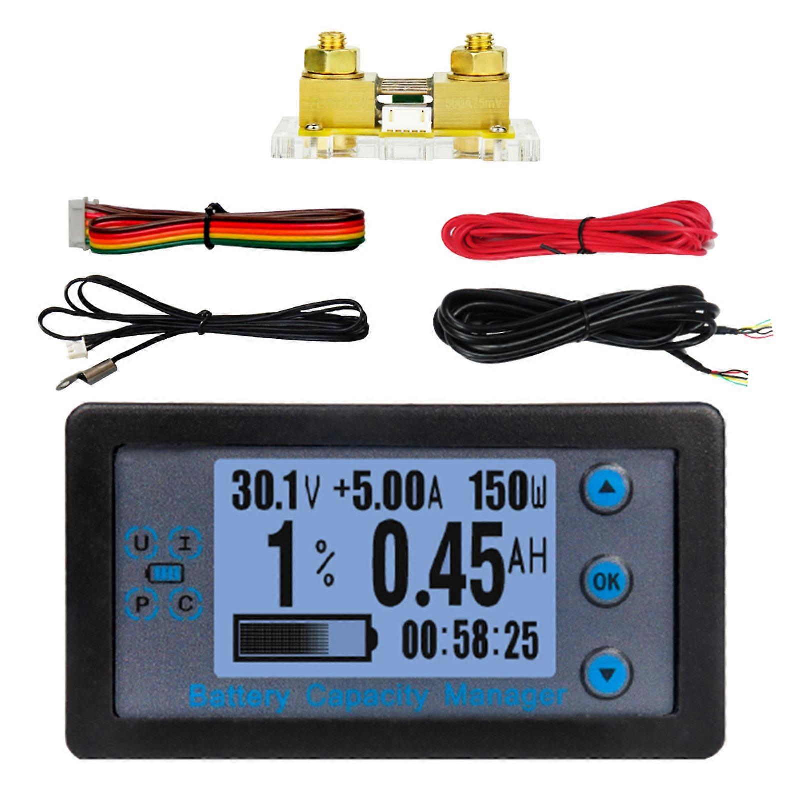 200A Battery Monitors Battery Capacity Indicator Digital Voltmeter Ammeter Tester Temperature Monitors DC8-120V Multicolor