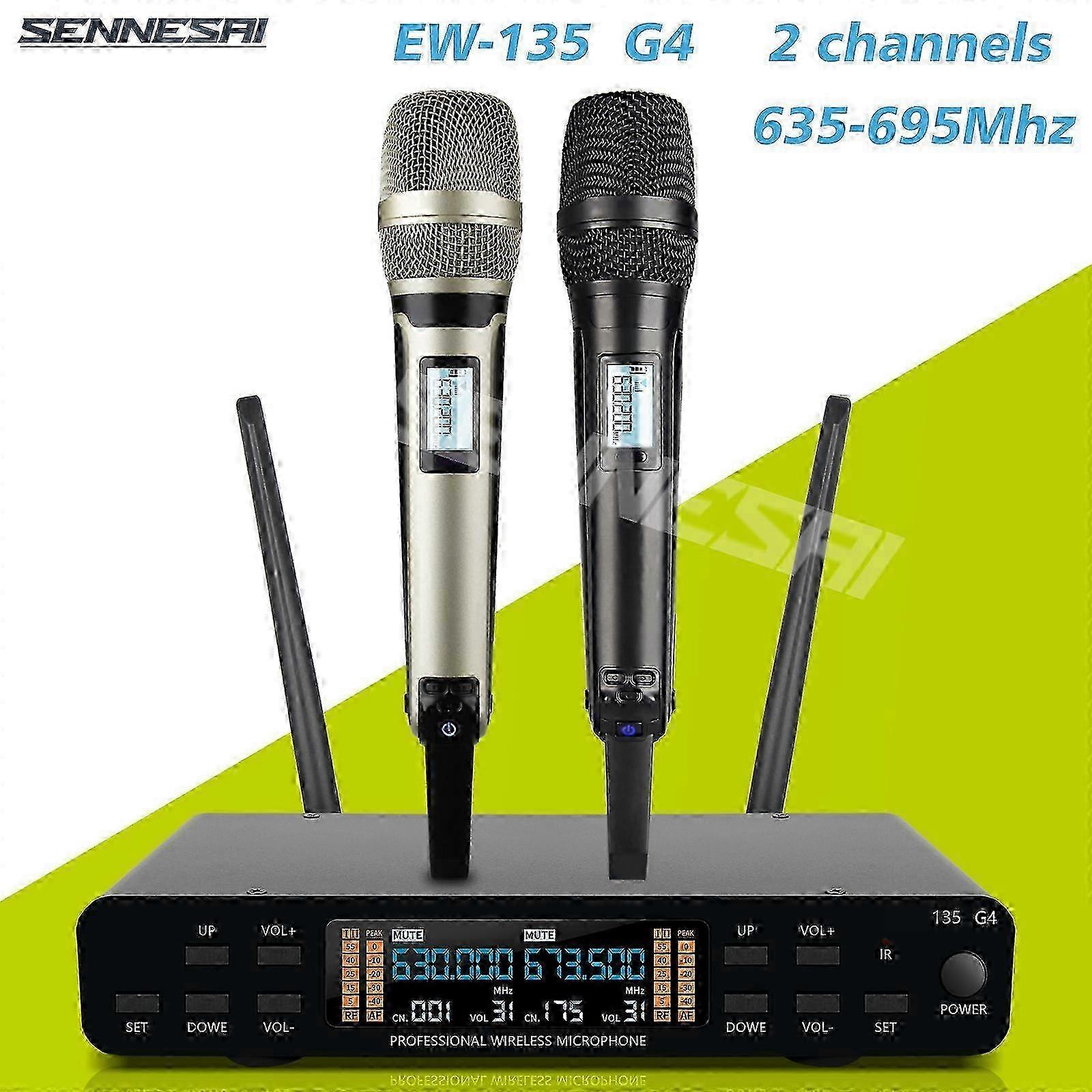SENNESAI EW-135 G4 Professional Dual Wireless Microphne Stage Performance 2 Channels UHF Karaoke Metal Handheld 9000Top
