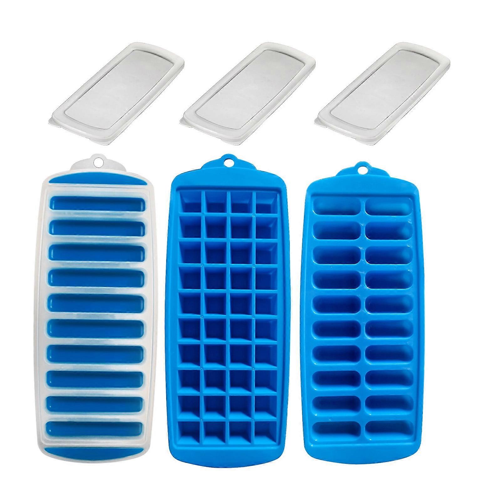 Kiplyki 3 PCS Ice Cube Tray, Long Stick Silicone with Lid, Reusable, Easy Release, Compatible with Sport Bottles, Cocktail & Wine Utensils