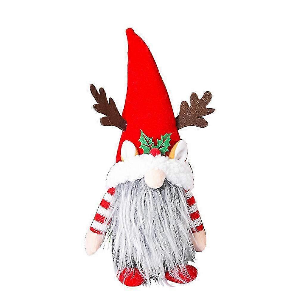 Scandinavian Gnome Ornament with Plush Antlers for Christmas Display