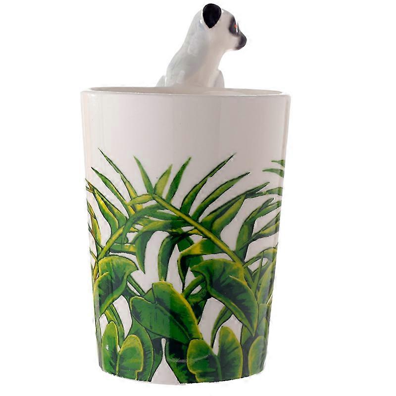 Shaped Handle Ceramic Mug - Lemur with Jungle Decal 1 Pack