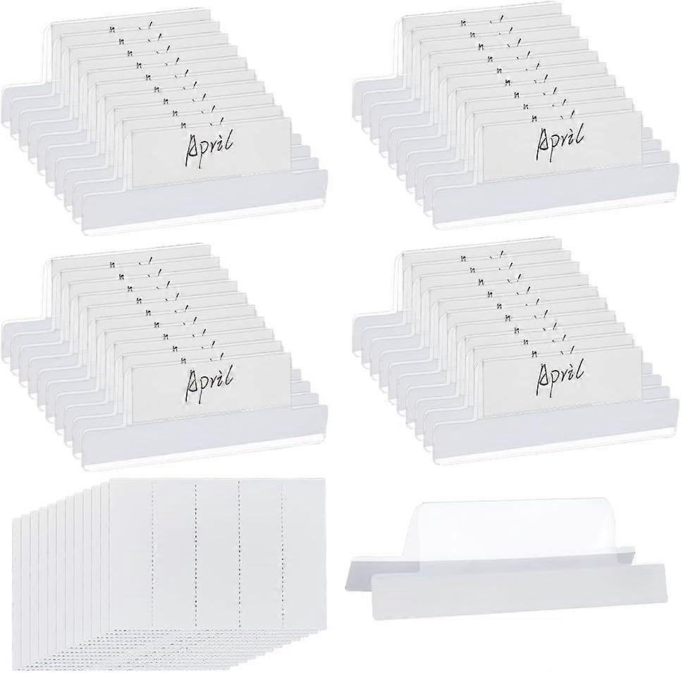 50PCS Insertable Self Adhesive Tabs with 4 Sheets(Total 100PCS) Labels Clear File Folder Tabs Sticky File Folder Labels Clear Divider Stick on File fo