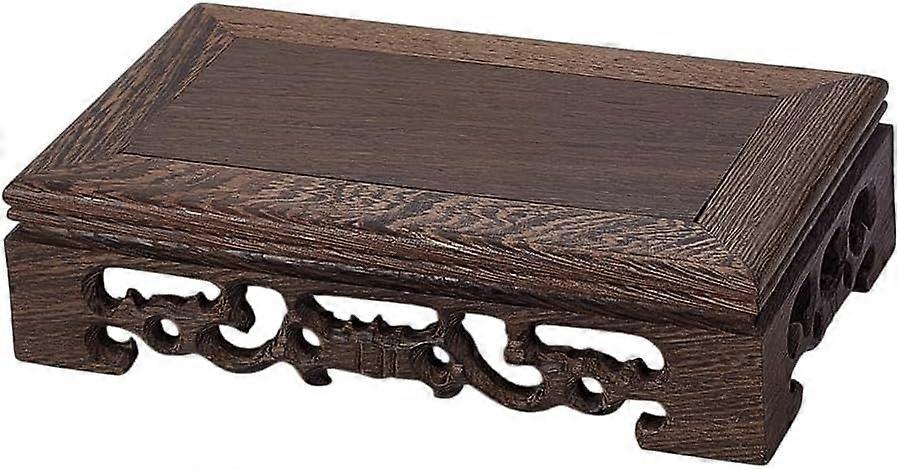 Wooden Display Stand Base 3.5x 5.9 Inch Rectangle Vase Riser Oriental Style Pedestal Stand Display Base for Vase Flower Pots Table Lamp Fishbowl Colle