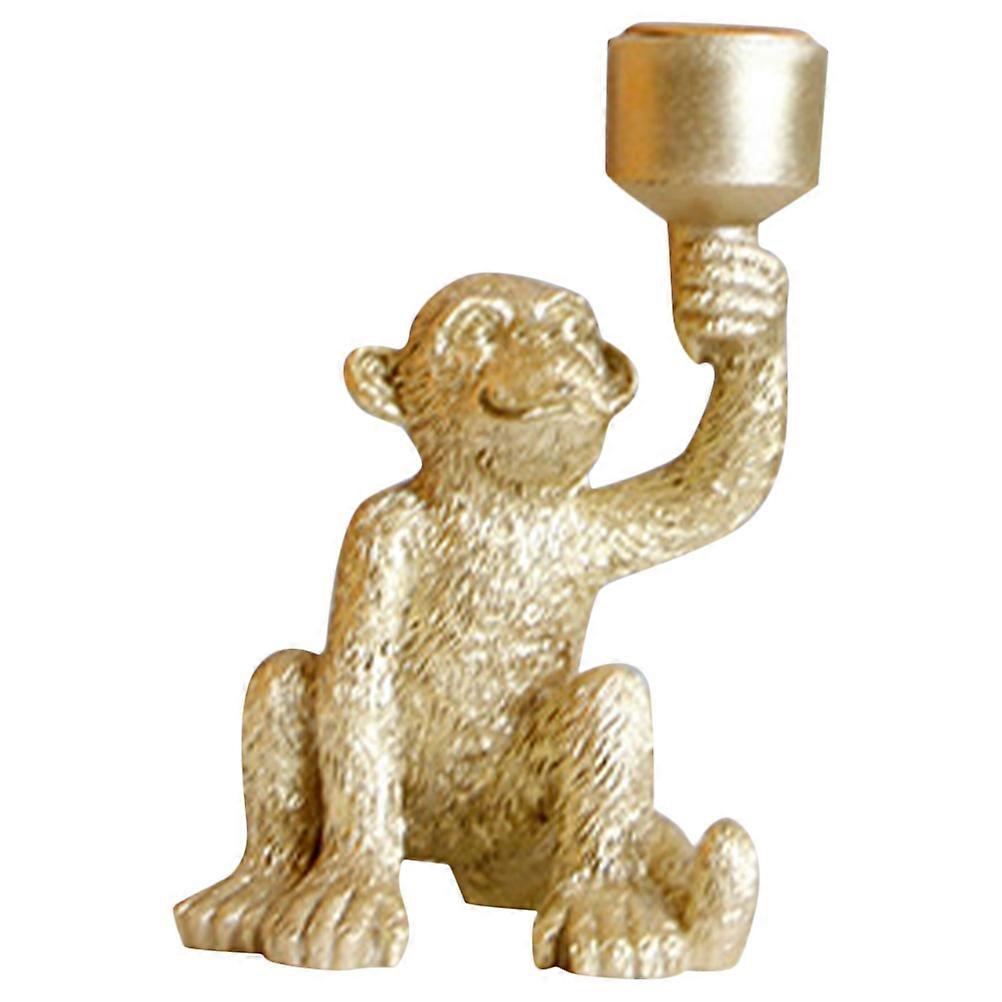Golden Resin Monkey Candle Holder for Desktop Decor