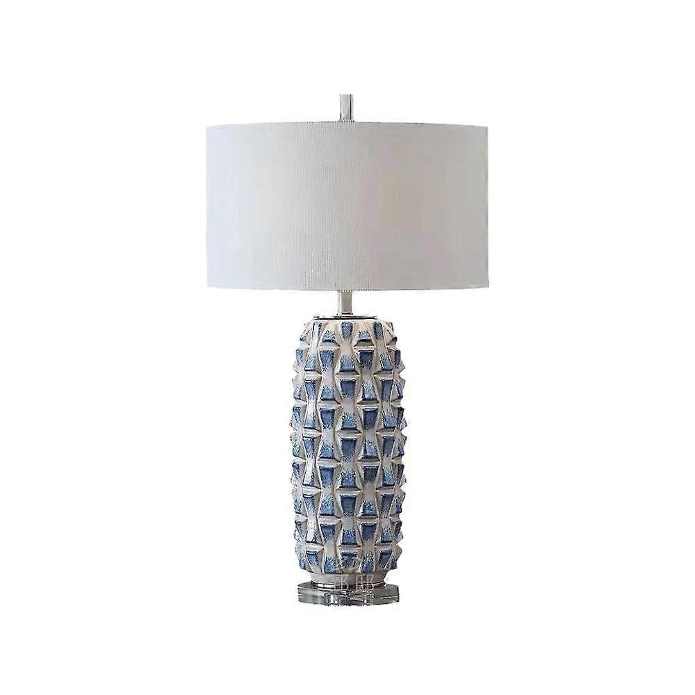 Ceramic Desk Lamp with Fabric Shade, Modern Bedside Table Lamp for Bedroom and Office Lighting