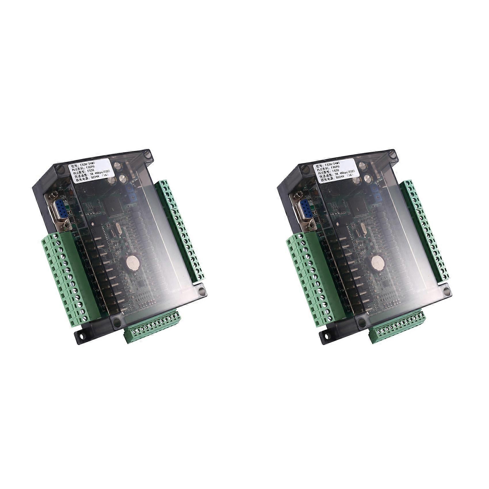 2X FX3U-24MT PLC Industrial Control Board 14 Input 10 Output 6AD 2DA with 485 Communication and RTC(B)