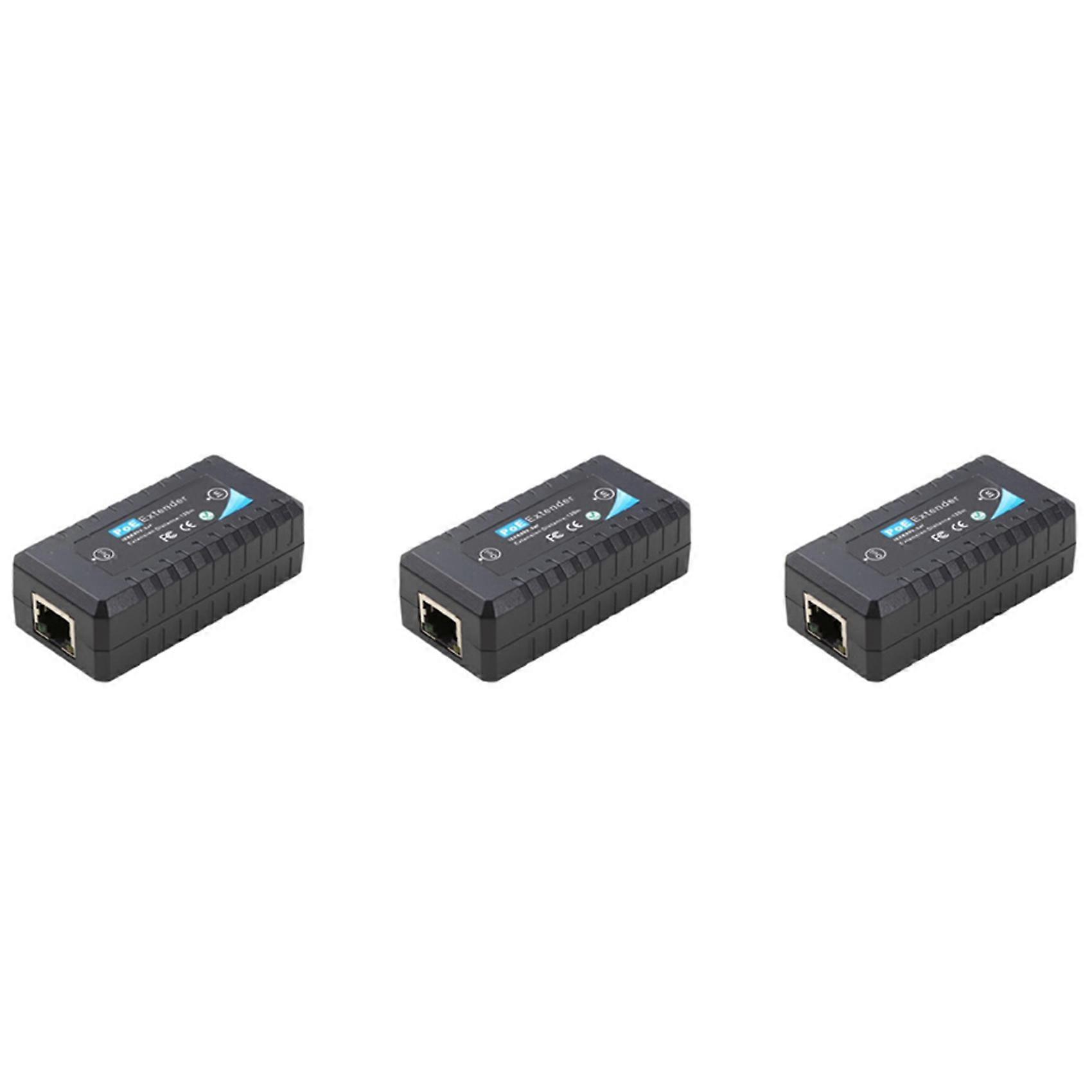 3X 1 Port POE Extender 10/100Mbps with IEEE 802.3Af Standard Input/Output for IP Camera Transmission Distance 120 Meters