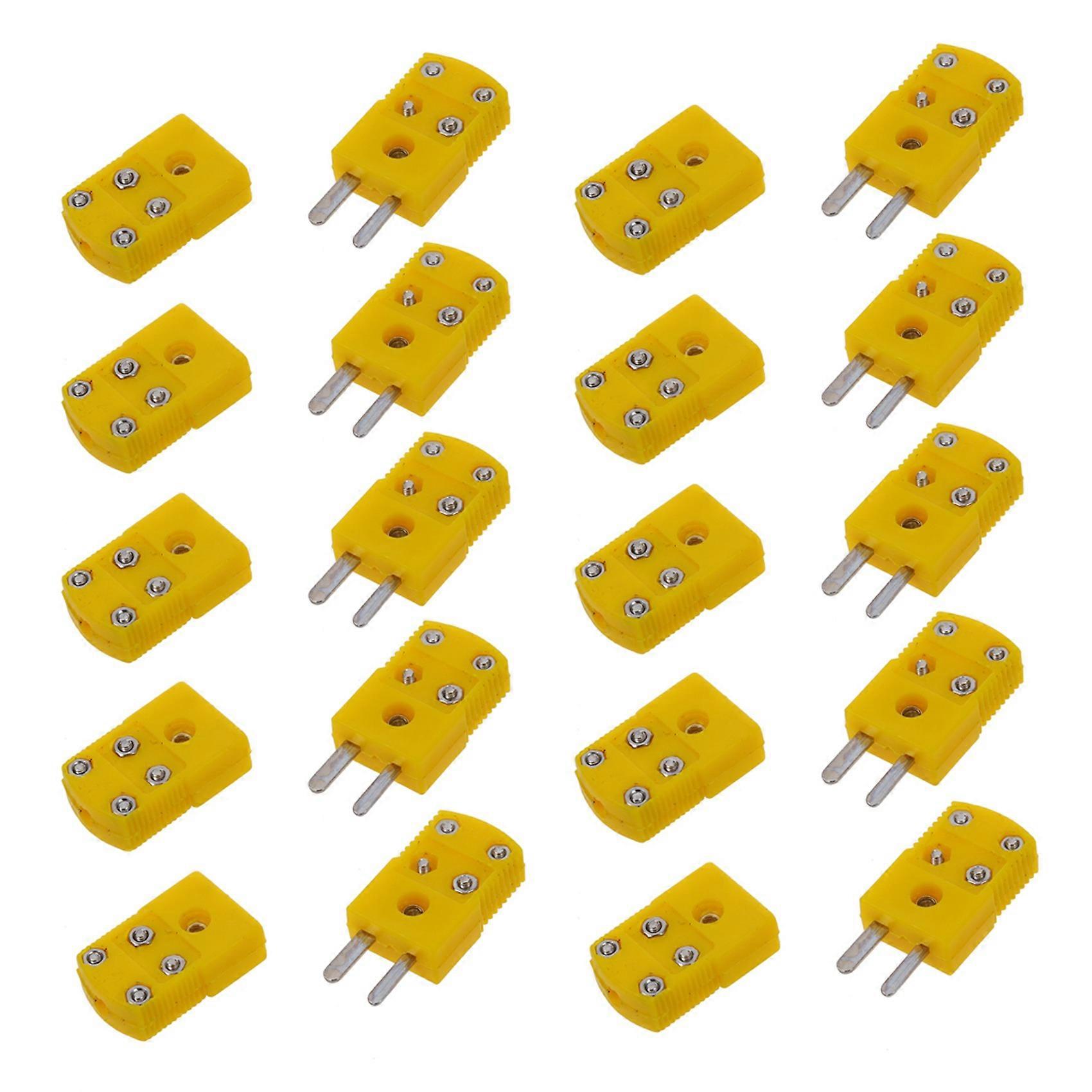 20X Yellow Plastic Shell K Type Thermocouple Plug Socket Connector Set