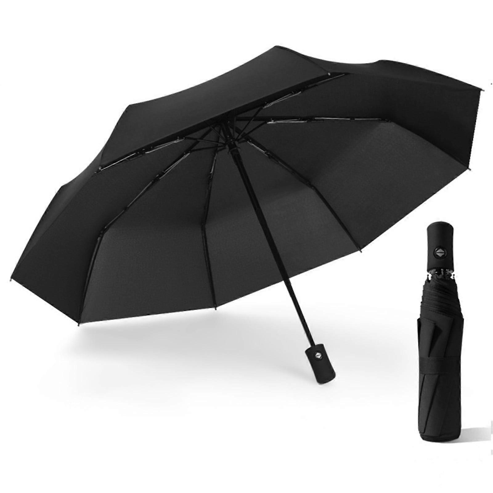 Kayannuo Compact Fully Automatic Golf Umbrella, Windproof, Waterproof, Black, 42 inches