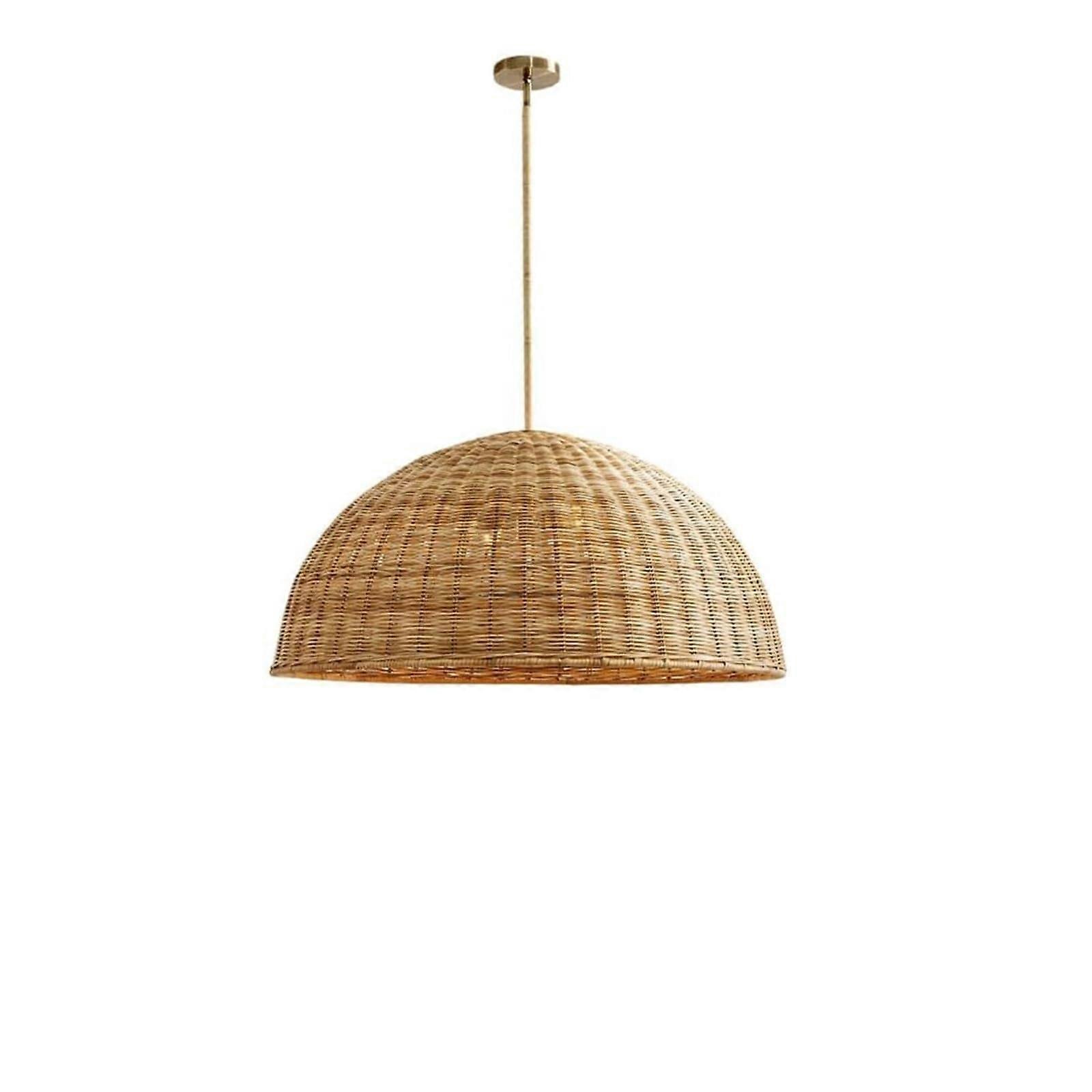 Rattan Pendant Light 19.7in Boho SemiCircular Ceiling Lamp with Adjustable Height for Dining Room