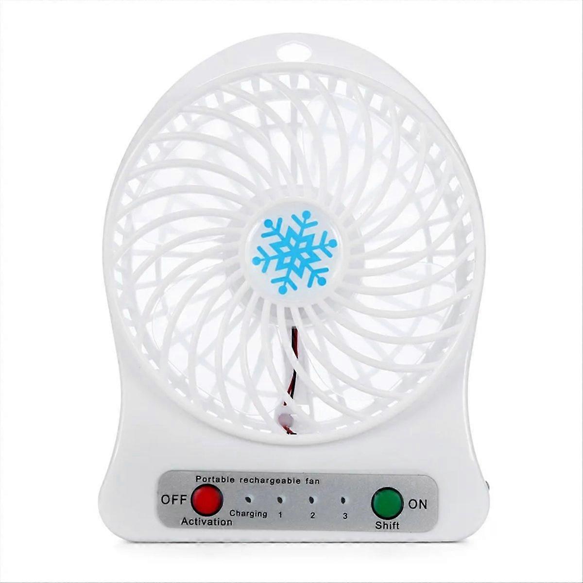 Portable Rechargeable LED Light Fan,White