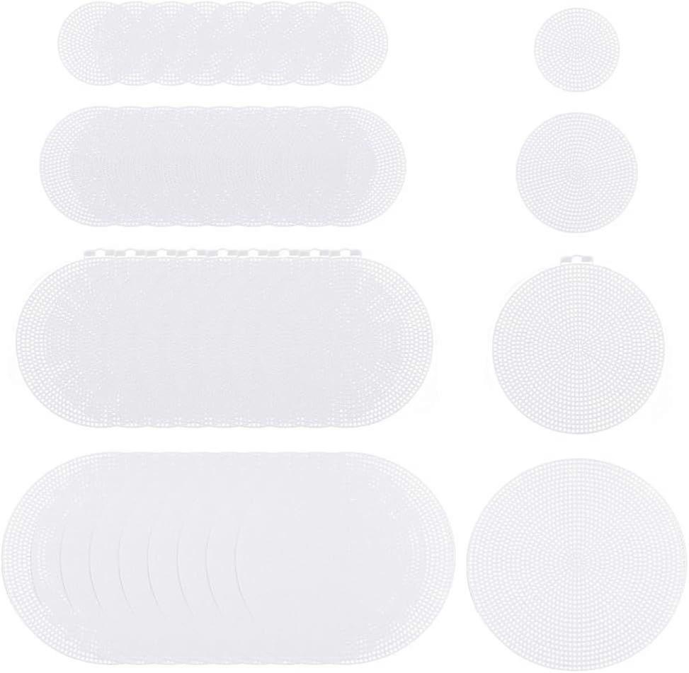 40Pcs 4 Styles Round Plastic Canvas Plastic Mesh Canvas Sheets 3"/4.5"/6"/7" White Stitching Canvas for Yarn Crochet and Embroidery Craft Purse Making