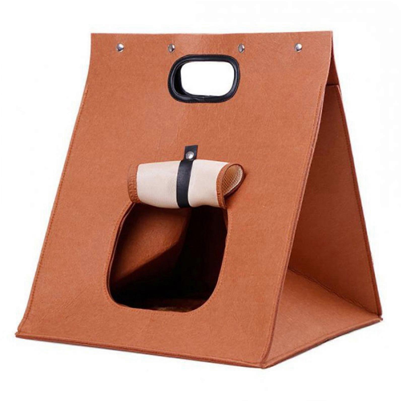 Portable Felt Cat House Must Have for Pet Owners on the Move Soft Warm and Conveniently Foldable Designed for 4kg Cats  Coffee