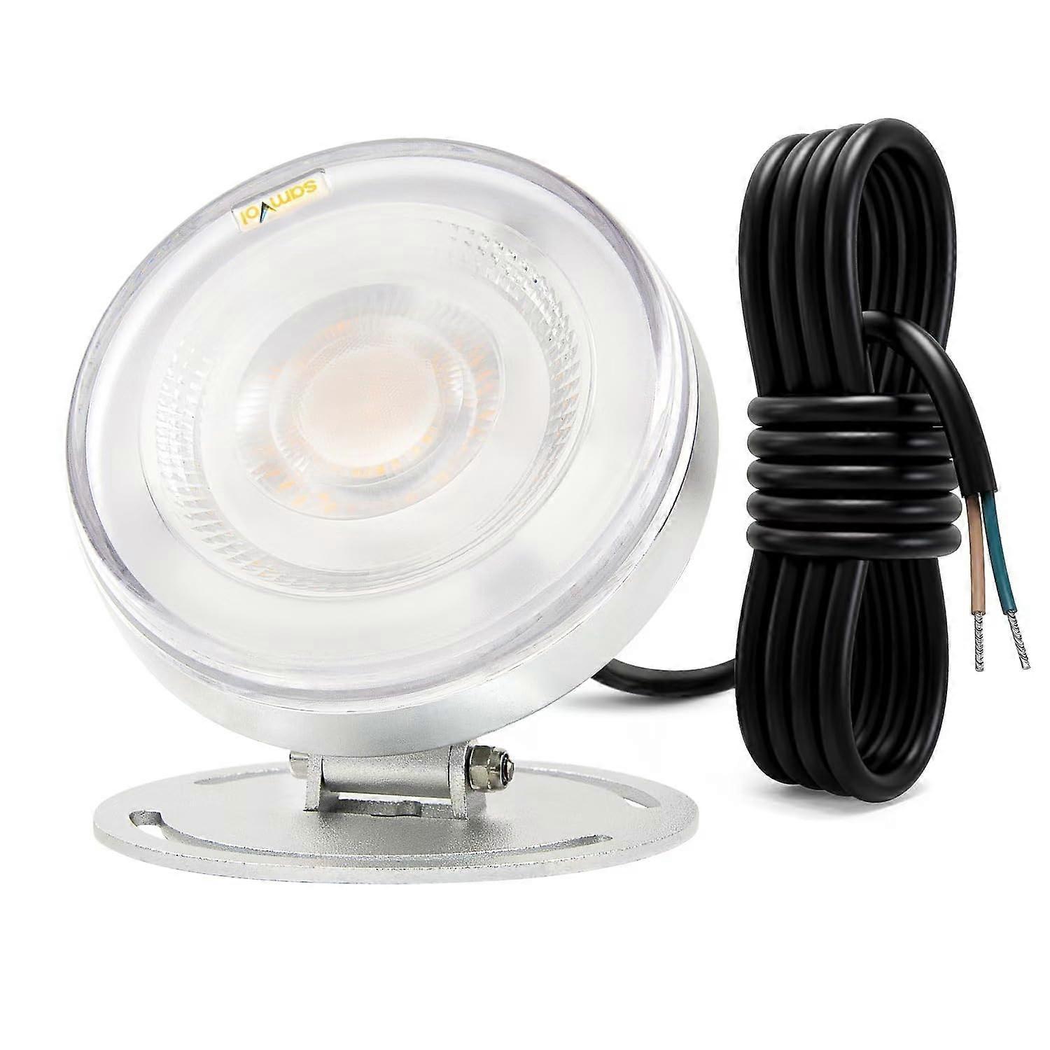 LED Underwater Pond Light 12V 3000K Warm White IP68 Waterproof Fountain Light with Adjustable Bracket for Pool, Pond and Water Features 24W