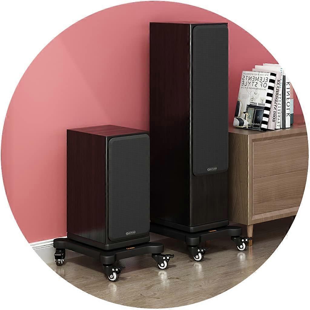 Audio Amp Stand Pair With 360Degree Wheels, Floor Speaker Mounts, Bookshelf Subwoofer Platform, Black, 53x48cm