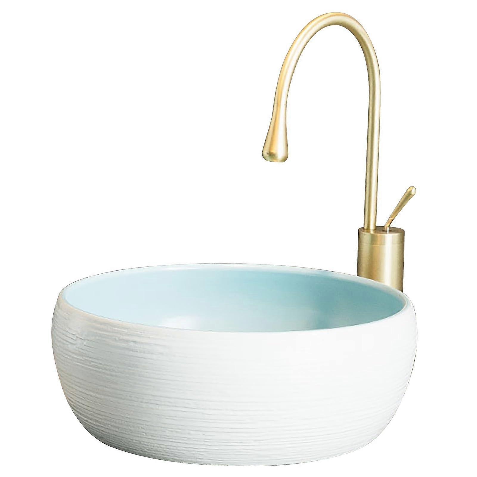 Modern Round Ceramic Vessel Sink with Handcrafted Finish and Smooth EasyClean Surface for Bathroom