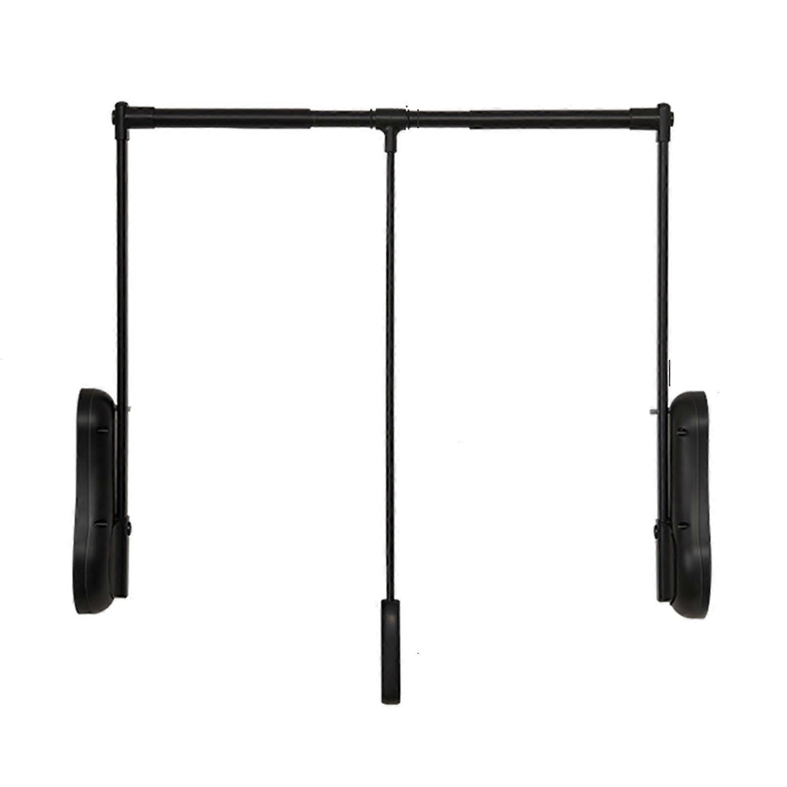 Wardrobe Lift Rail with Adjustable Width, Heavy Duty Pull Down Clothes Rail for Closet 6585cm Black