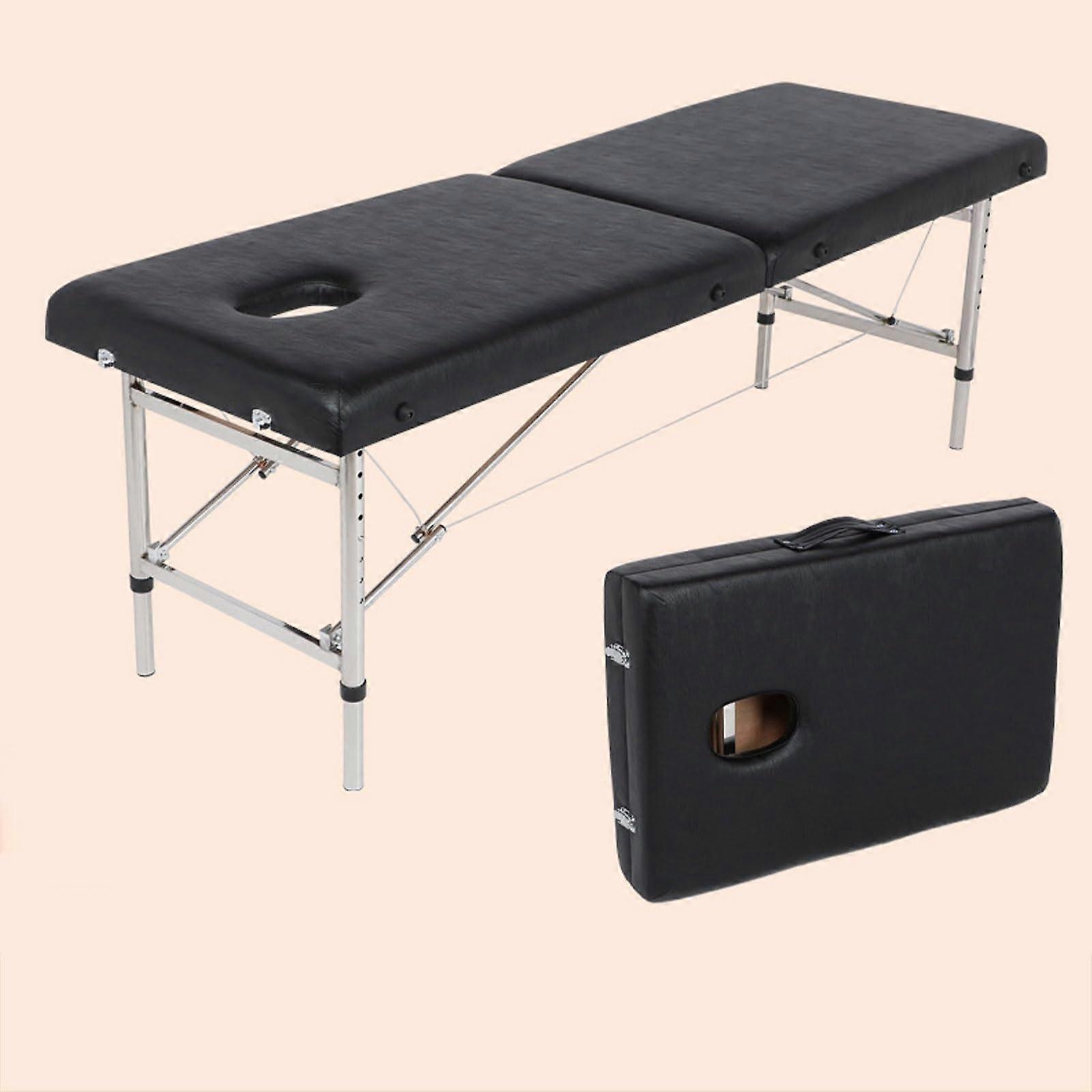 Massage Table Height Adjustable PU Leather Foldable Spa Bed for Salon and Physical Therapy Black