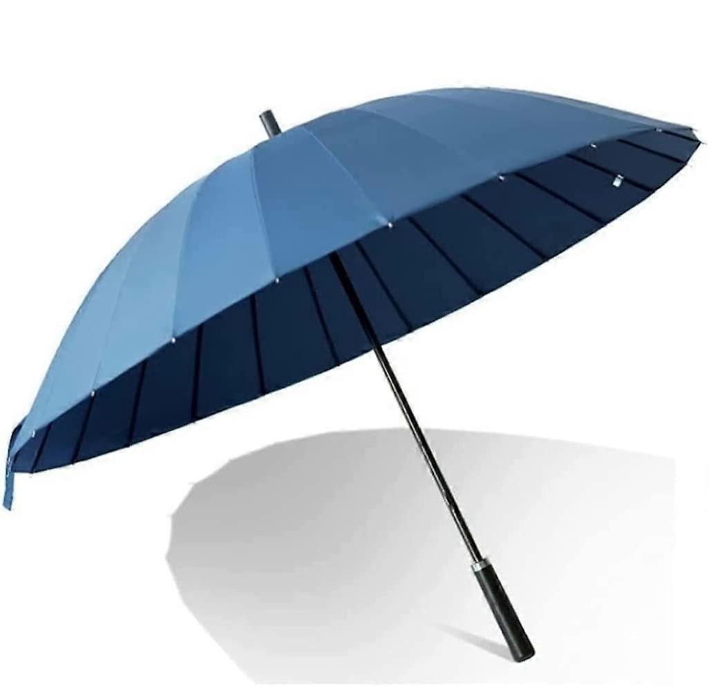 Large Windproof Golf Umbrella with Automatic Open, Vented Canopy and Leather Handle, Blue 75cm Ref: 9730