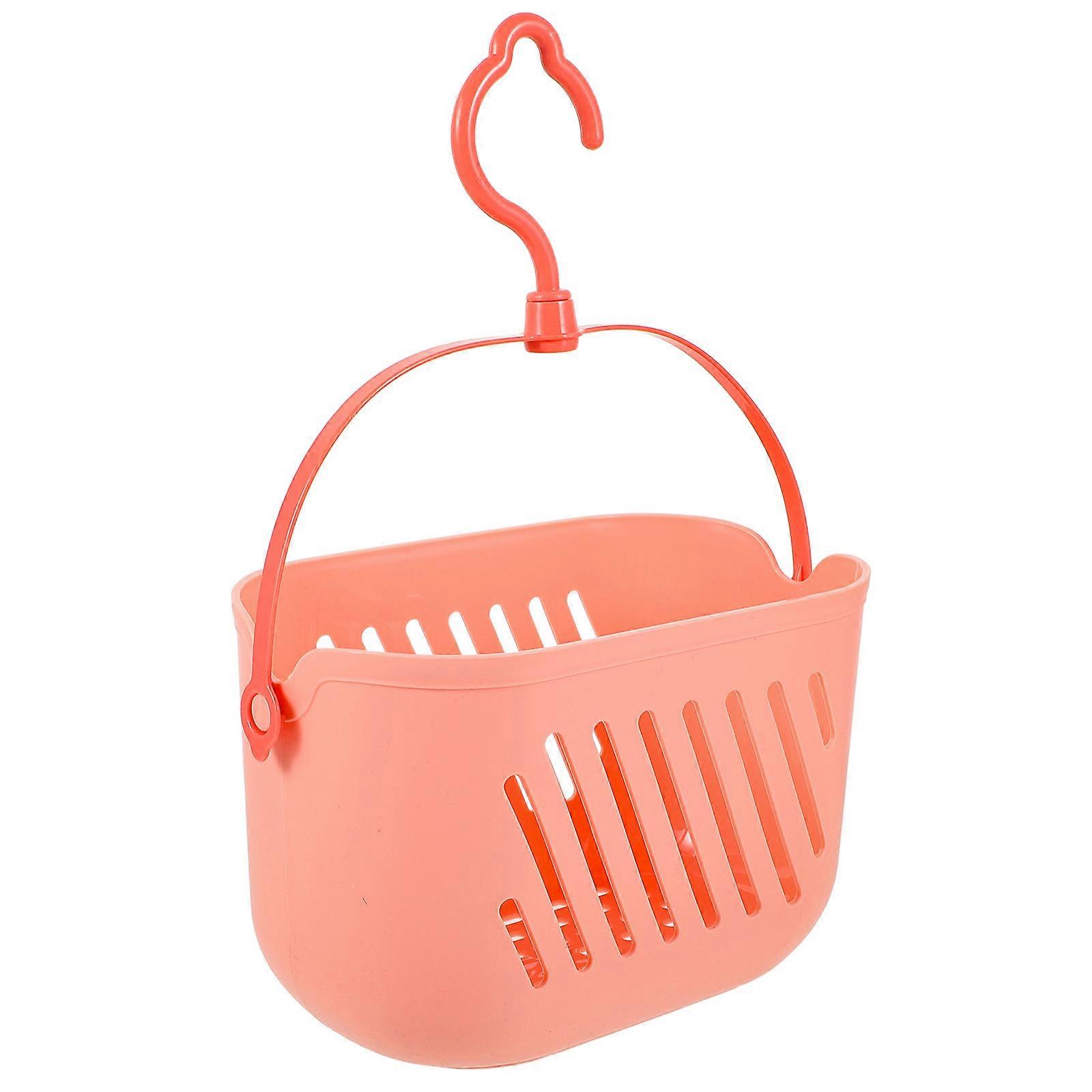 Pink Hanging Basket for Bathroom Shower Storage with Hook