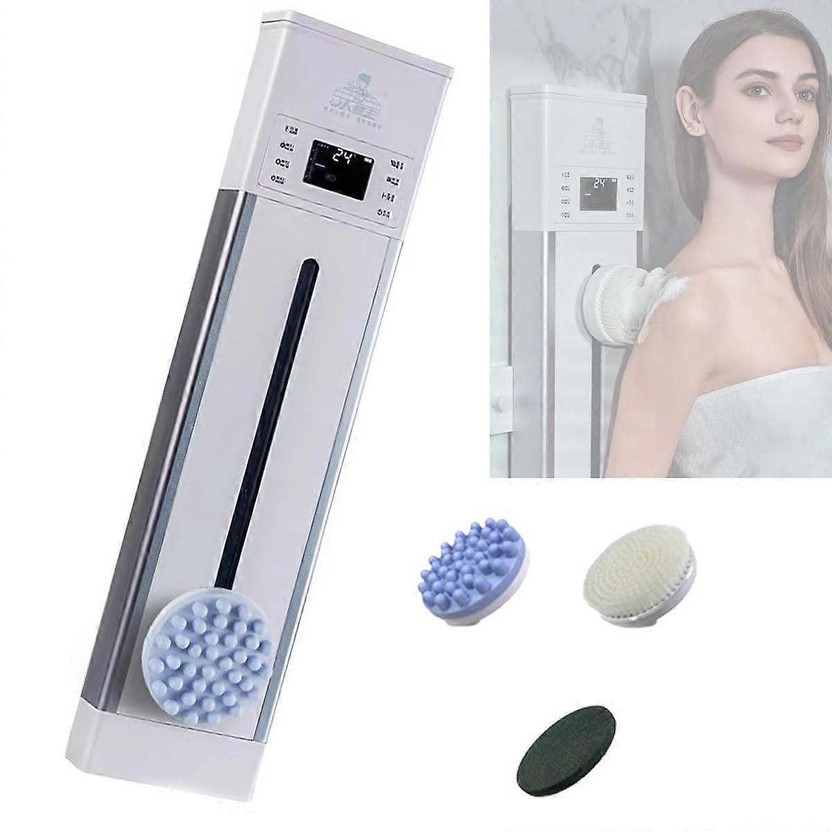 Wall Mounted Electric Back Scrubber with 360° Rotation, 3Speed, Waterproof, Silver