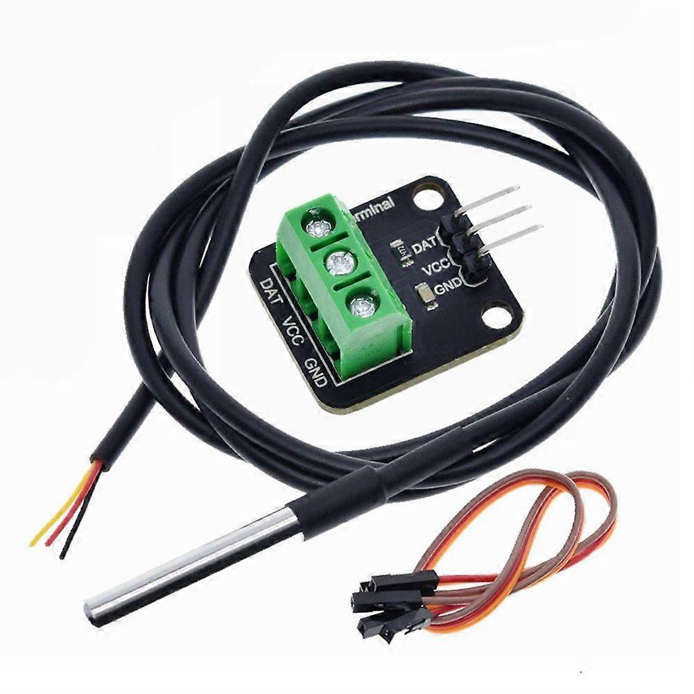 DS18B20 Temperature Sensor Module Kit Waterproof 100CM Digital Sensor Cable Probe Terminal Adapter for Arduino