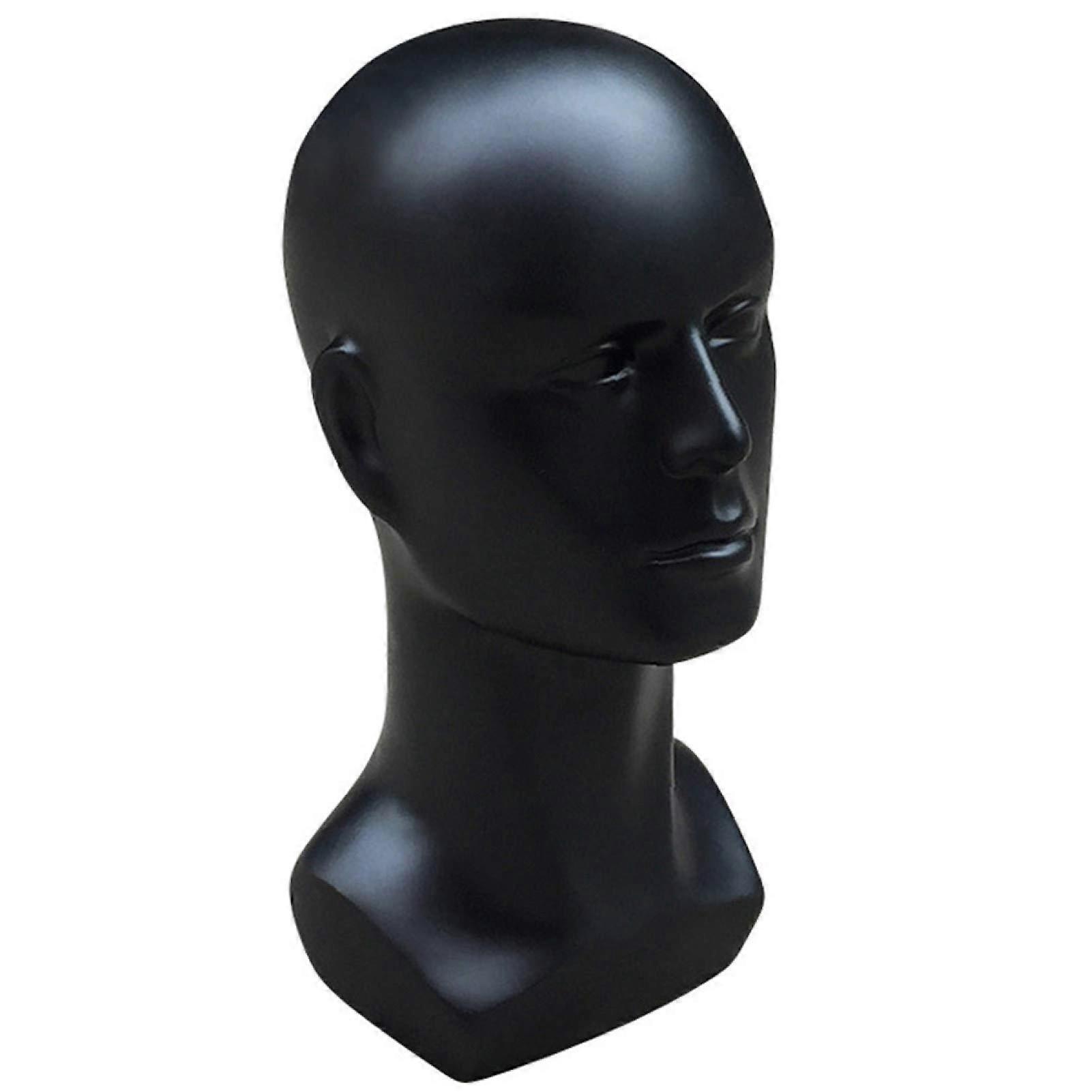Male Black Plastic Mannequin Head for Wig Display and Styling Practice with Realistic Form
