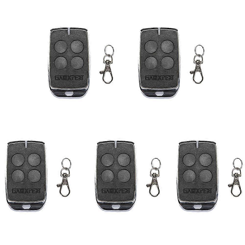 433MHz Sliding Gate Opener Remote Control 4 Button Keychain Transmitter 5PCS Black