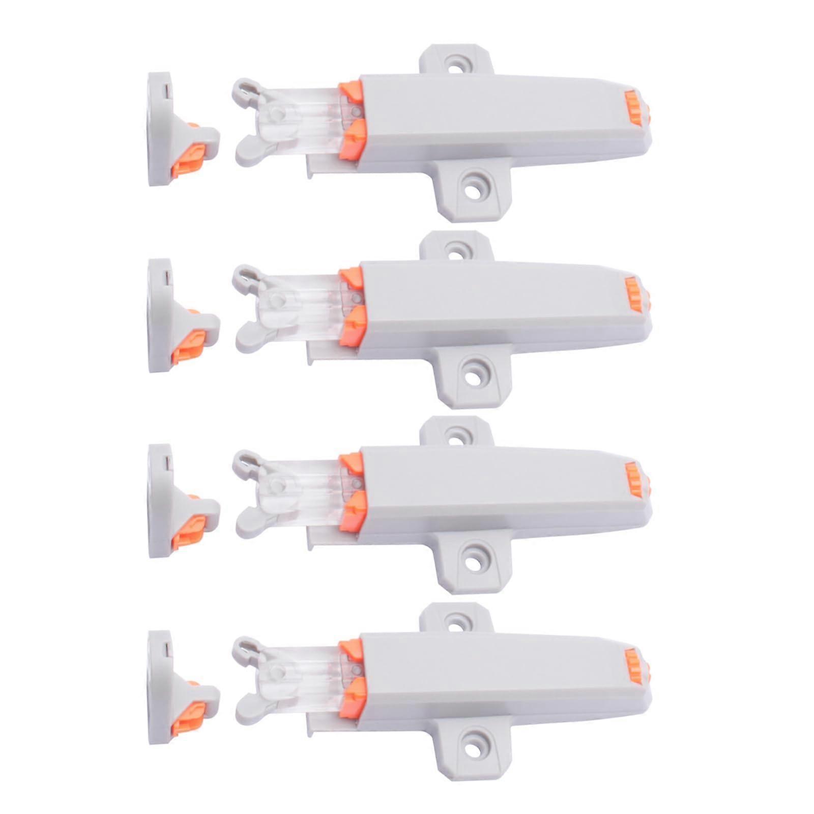 4 Pack Push to Open Double Spring Cabinet Latch Handle Design for Doors and Wardrobes Gray