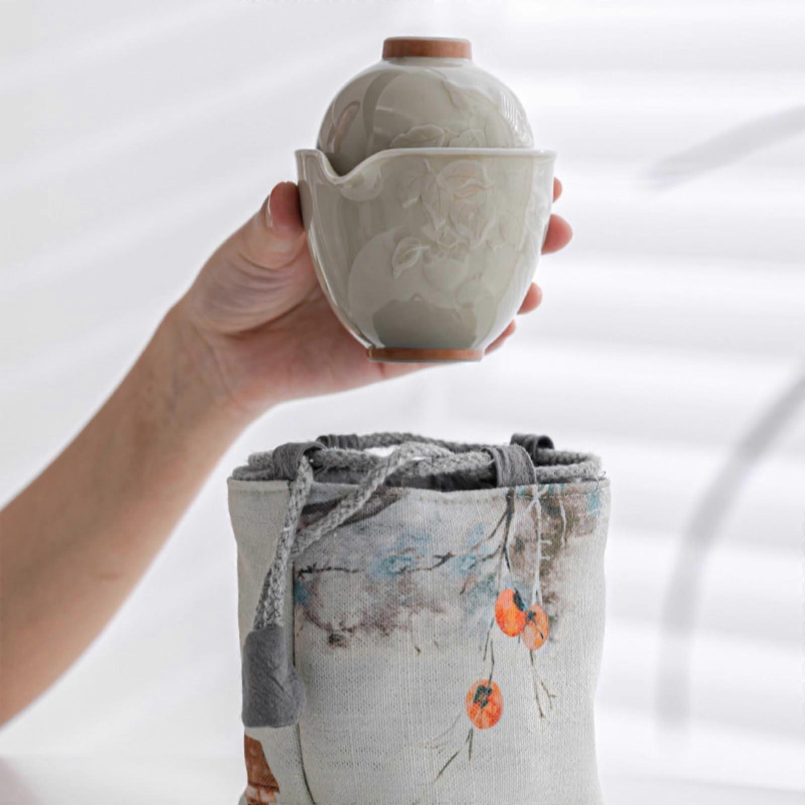 Jingdezhen Ceramic Kungfu Tea Set 170ml with Infuser for Authentic Chinese Tea Brewing