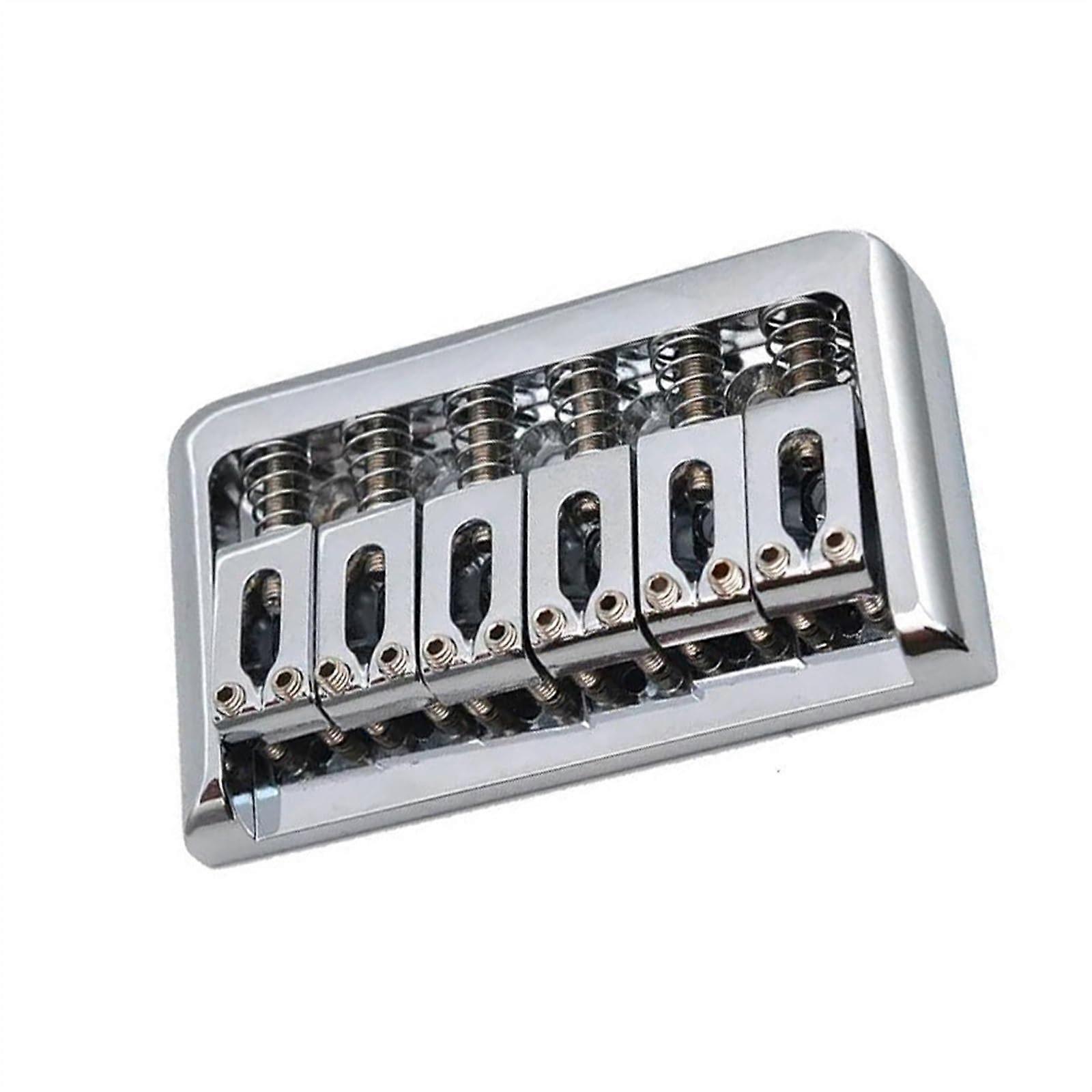 Electric Guitar Bridge Chrome 6 String Fixed Hardtail Bridge Improved Tuning Stability Durable Build