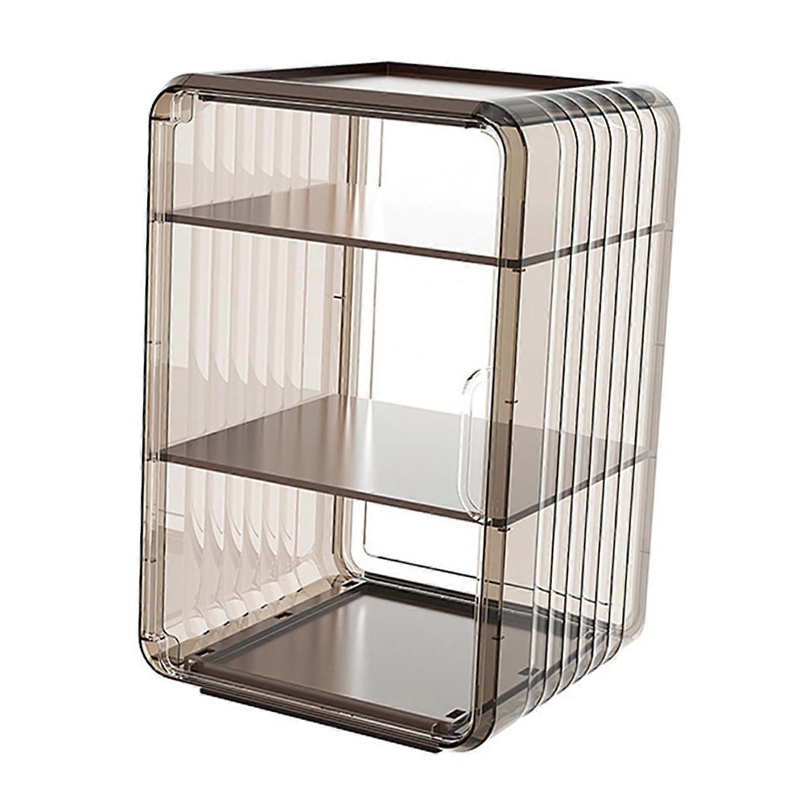 Kitchen Cup Organizer Acrylic 3Tier SpaceSaving Water Bottle Storage Rack Dustproof Brown