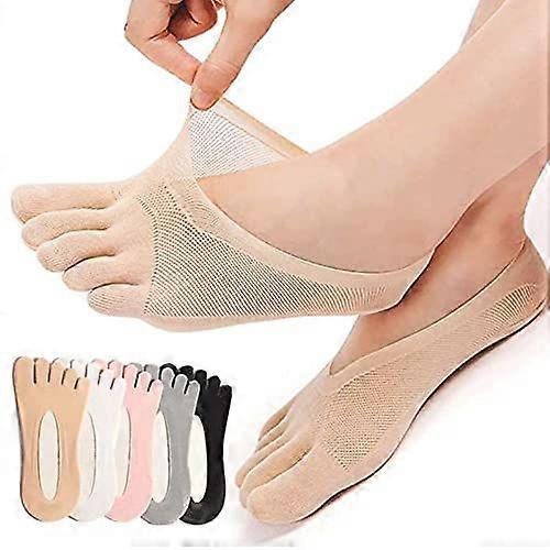 Women's Bunion Align Toe Socks Orthopedic Compression No Show Low Cut Five Finger Socks 5-Pack