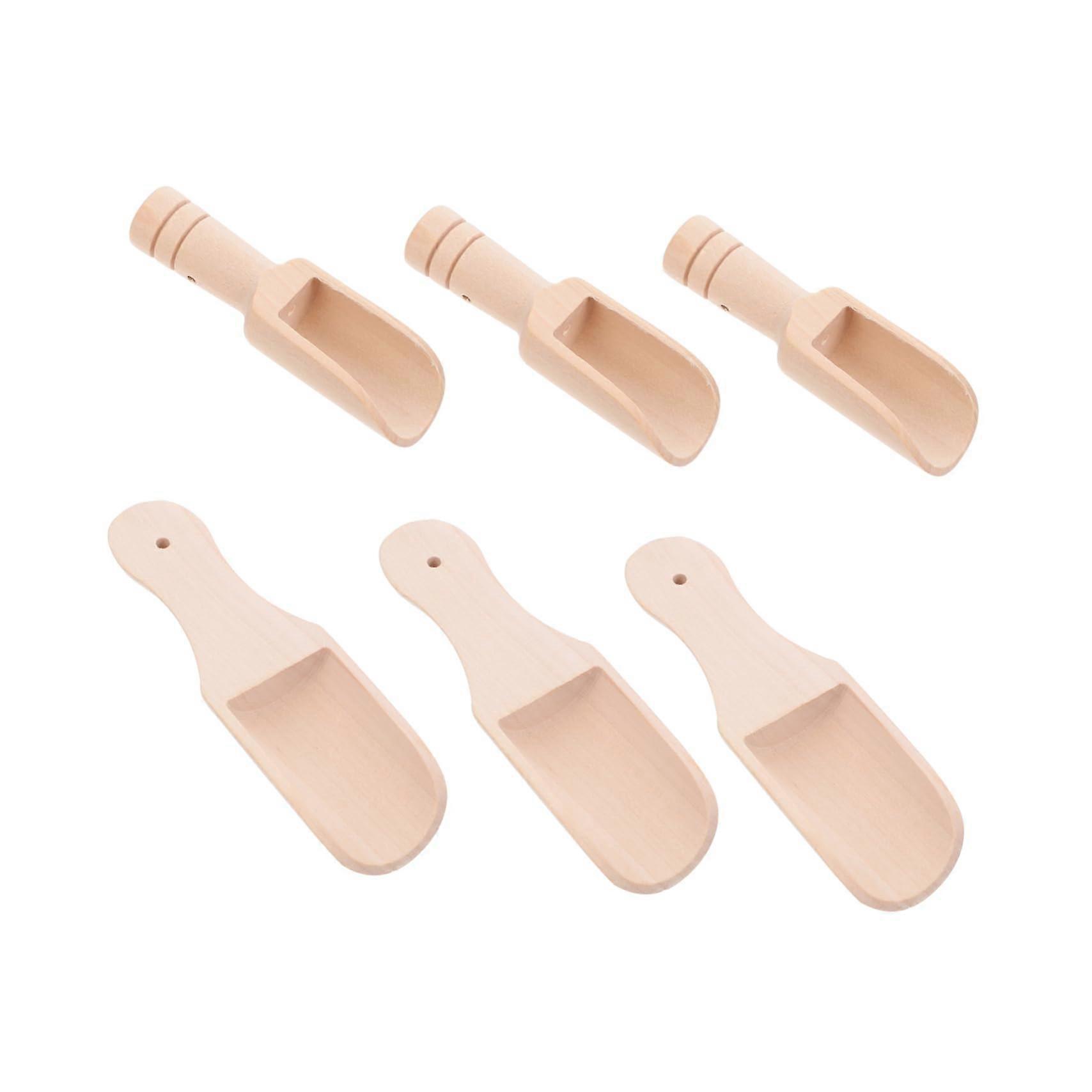 6pcs Wooden Tea and Coffee Spoon Set EcoFriendly Solid Wood MultiPurpose Kitchen Scoop