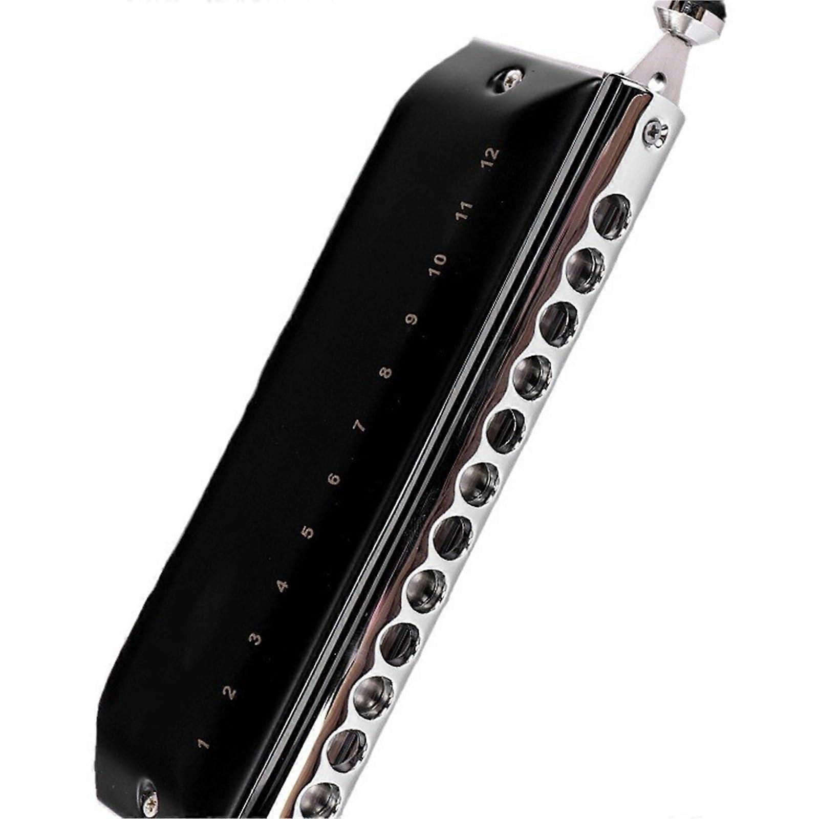 Professional 12 Hole Chromatic Harmonica for Beginners with Smooth Semitone Control and Stainless Cover