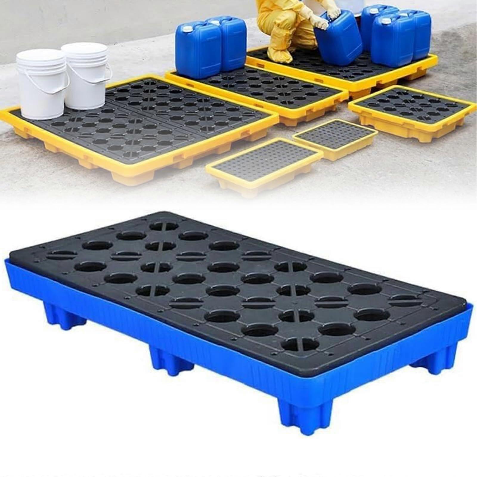 Drum Spill Containment Pallet with Stackable LeakProof Design and Drain for Workshop Use 120x60x17cm