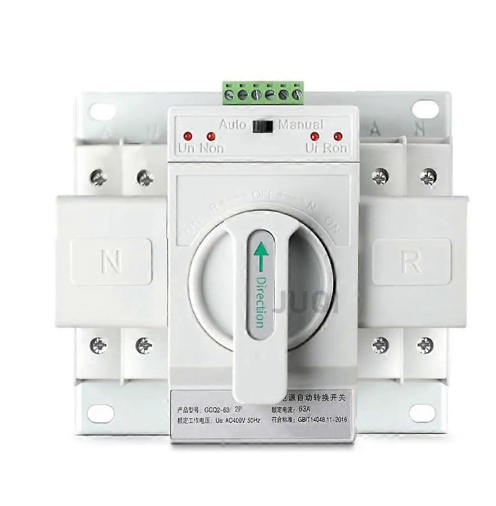 Automatic Transfer Switch 2P 63A Dual Power 220V Single Phase Fast 4s Transfer for Home
