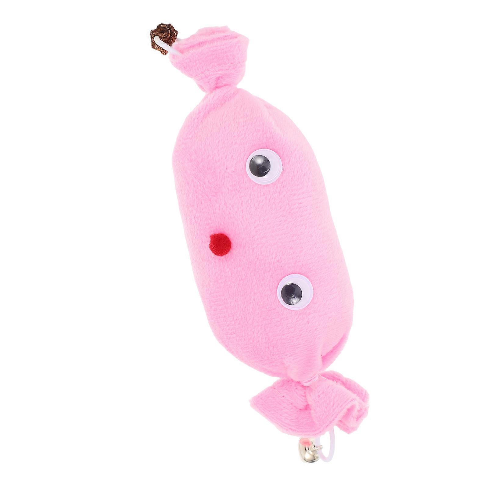 Cat Toy Plush Candy Shape Interactive Chew Toy with Bell for Cats