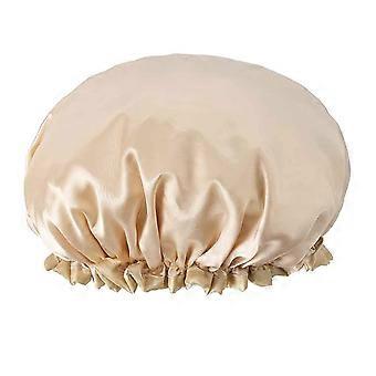 Reusable Waterproof Double Layer Shower Cap for Women Large Hair Protection Comfortable Fit