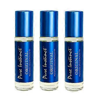Pure Instinct Roll-On (Lot de 3) - Eau de Cologne originale aux phéromones et aux huiles essentielles - Unisexe - Conforme aux normes TSA