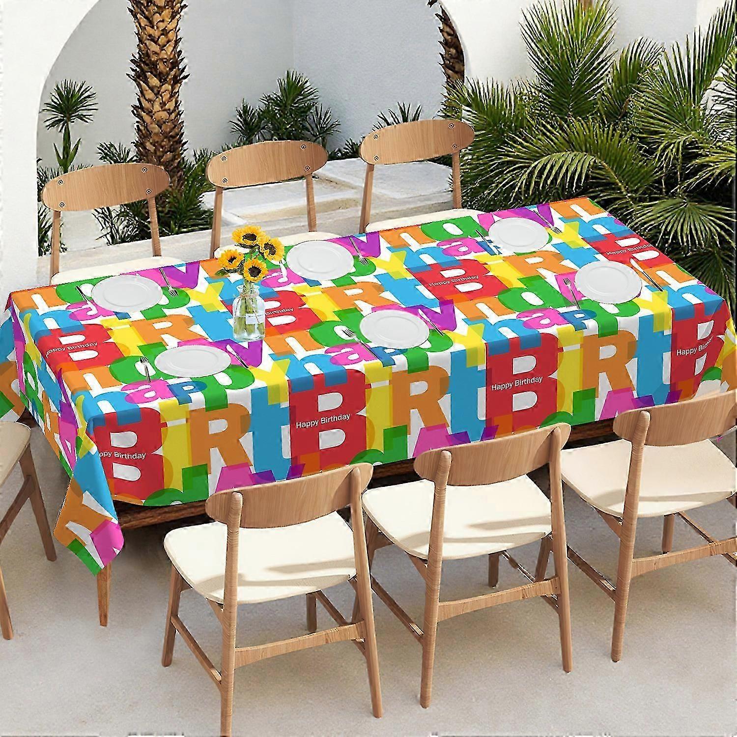 New thickened waterproof popular rainbow birthday tablecloth table cover 5396 rectangular tablecloth 152*305cm