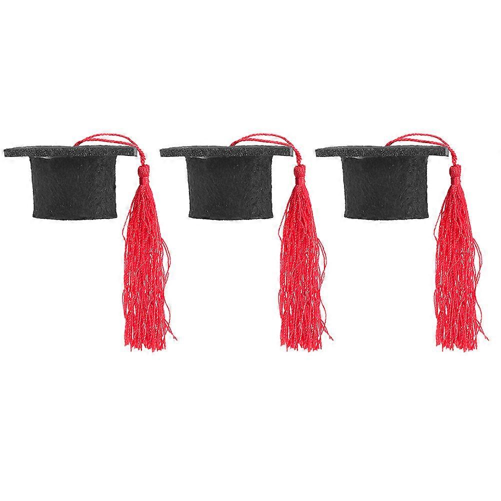 Graduation Hat Bottle Topper for Decor 3Pcs Felt Material Caps