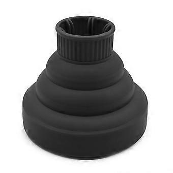 Hair Dryer Diffuser Attachment Silicone Lightweight Foldable Portable Blower Diffuser for Home Salon Black